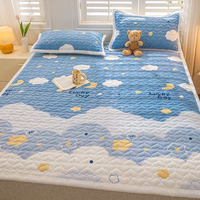 91家纺网 家纺一手货源 找家纺 米柳家纺 2023新款牛奶绒床垫床护垫薄款秋冬保暖床垫床褥子 星空