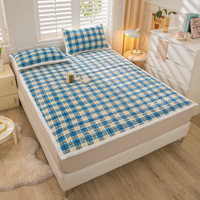 91家纺网 家纺一手货源 找家纺 米柳家纺 2023新款牛奶绒床垫床护垫薄款秋冬保暖床垫床褥子 休闲格调