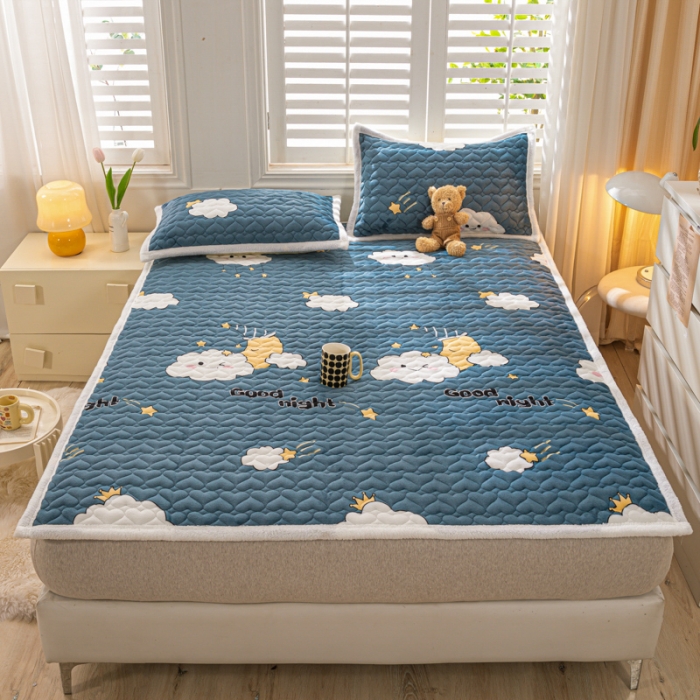 91家纺网 家纺一手货源 找家纺 米柳家纺 2023新款牛奶绒床垫床护垫薄款秋冬保暖床垫床褥子 云之恋