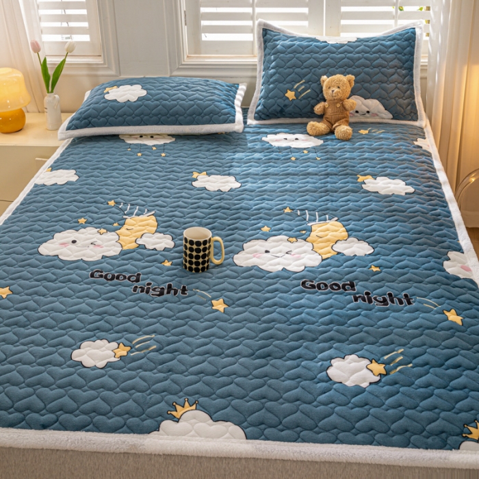 91家纺网 家纺一手货源 找家纺 米柳家纺 2023新款牛奶绒床垫床护垫薄款秋冬保暖床垫床褥子 云之恋