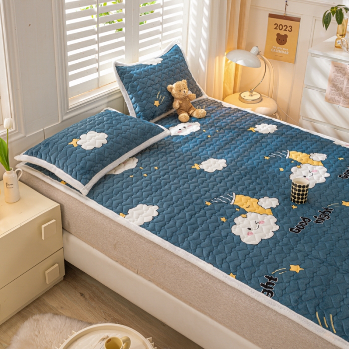 91家纺网 家纺一手货源 找家纺 米柳家纺 2023新款牛奶绒床垫床护垫薄款秋冬保暖床垫床褥子 云之恋