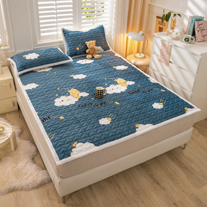 91家纺网 家纺一手货源 找家纺 米柳家纺 2023新款牛奶绒床垫床护垫薄款秋冬保暖床垫床褥子 云之恋