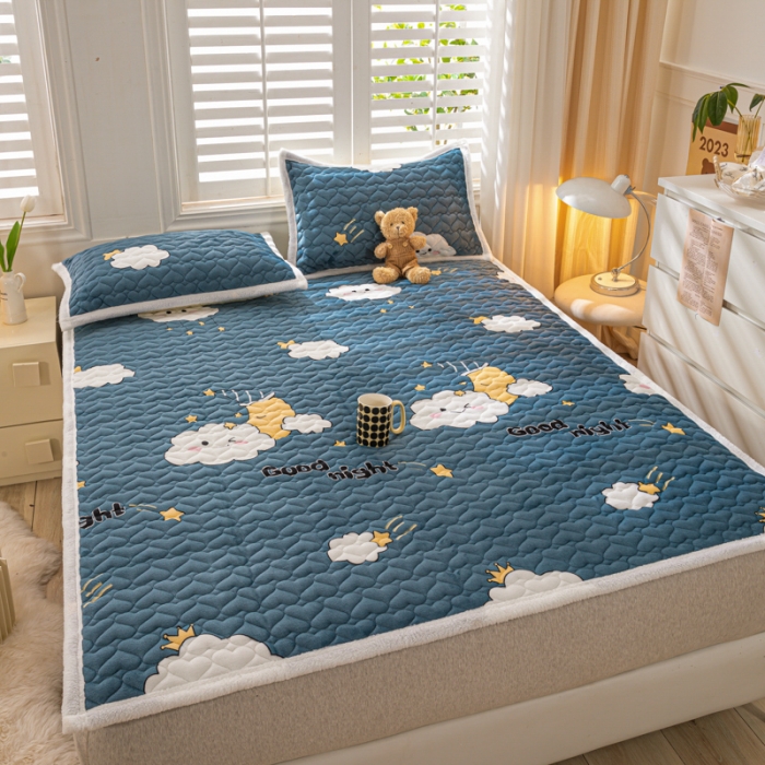 91家纺网 家纺一手货源 找家纺 米柳家纺 2023新款牛奶绒床垫床护垫薄款秋冬保暖床垫床褥子 云之恋