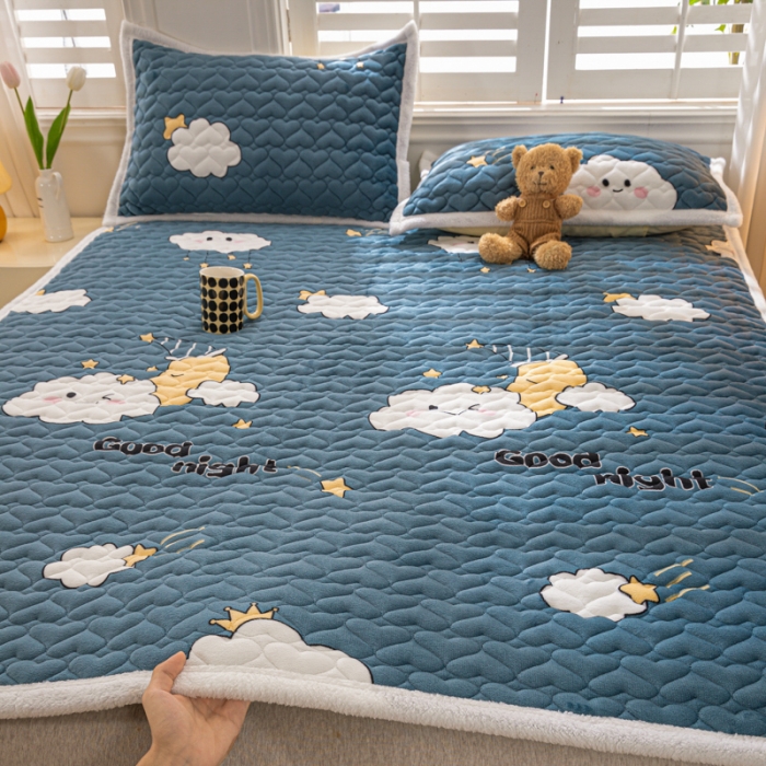 91家纺网 家纺一手货源 找家纺 米柳家纺 2023新款牛奶绒床垫床护垫薄款秋冬保暖床垫床褥子 云之恋