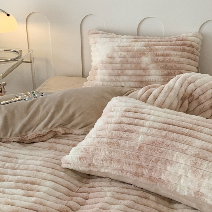 91家纺网 家纺一手货源 找家纺 昔可家纺 2023新款ins风纯色兔兔绒兔毛四件套 琥珀扎染