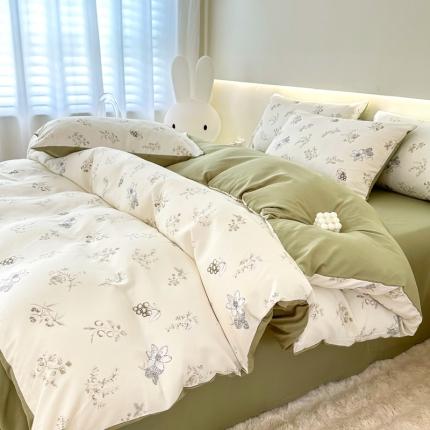 91家纺网 家纺一手货源 找家纺 （总）晚爱家纺 2025水洗棉麻双层纱四件套 超柔A类母婴级有氧棉