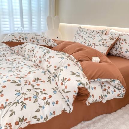 91家纺网 家纺一手货源 找家纺 （总）晚爱家纺 2025水洗棉麻双层纱四件套 超柔A类母婴级有氧棉