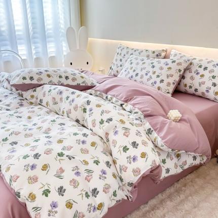 91家纺网 家纺一手货源 找家纺 （总）晚爱家纺 2025水洗棉麻双层纱四件套 超柔A类母婴级有氧棉