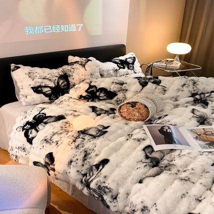 91家纺网 家纺一手货源 找家纺 （总）澳梵家居 2023舒芙蕾印花兔兔绒牛奶绒四件套