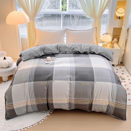 91家纺网 家纺一手货源 找家纺 （总）琪琪阁 2023新款A棉B绒棉加绒牛奶绒四件套单被套