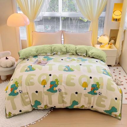 91家纺网 家纺一手货源 找家纺 （总）琪琪阁 2023新款A棉B绒棉加绒牛奶绒四件套单被套