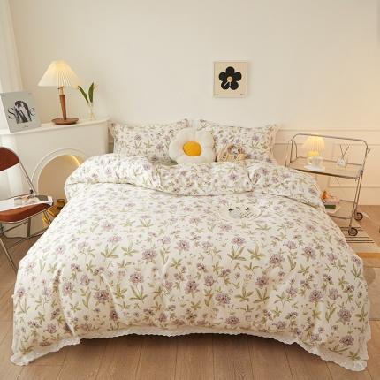 91家纺网 家纺一手货源 找家纺 （总）一米阳光 2023秋季新款纯棉花边款四件套