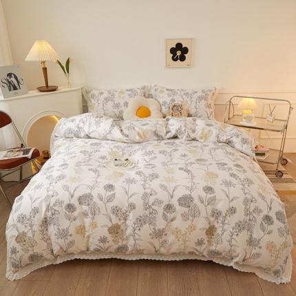 91家纺网 家纺一手货源 找家纺 一米阳光 2023秋季新款纯棉花边款四件套 秋意