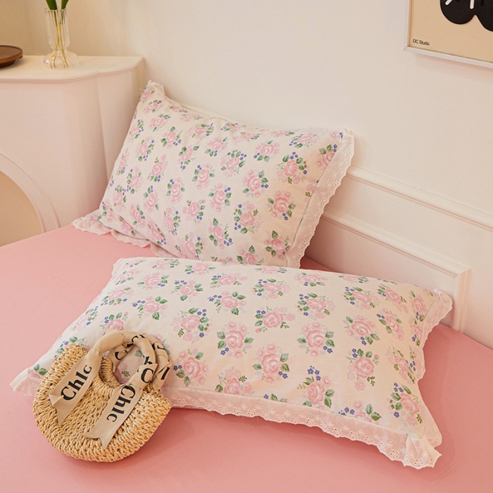 91家纺网 家纺一手货源 找家纺 （总）一米阳光 2023秋季新款纯棉花边款四件套