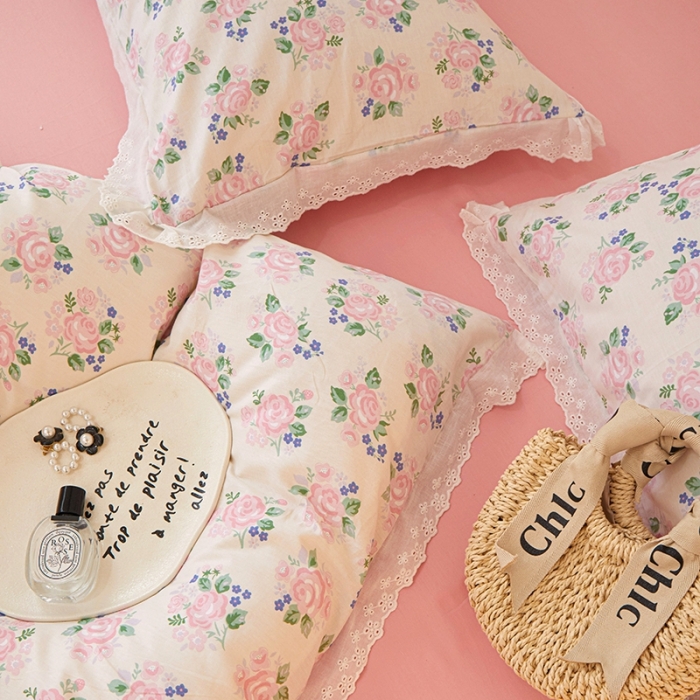 91家纺网 家纺一手货源 找家纺 （总）一米阳光 2023秋季新款纯棉花边款四件套