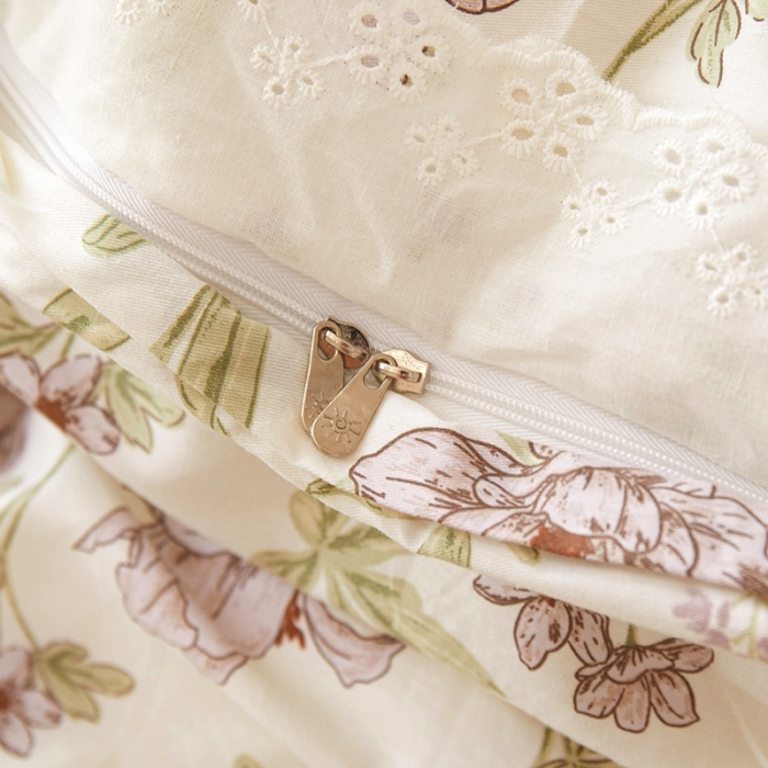 91家纺网 家纺一手货源 找家纺 一米阳光 2023秋季新款纯棉花边款四件套 谷收