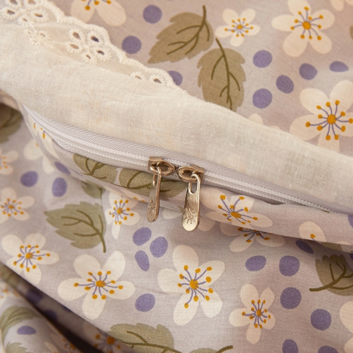 91家纺网 家纺一手货源 找家纺 一米阳光 2023秋季新款纯棉花边款四件套 花雪