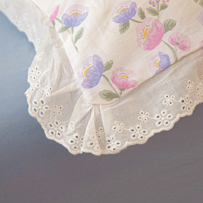 91家纺网 家纺一手货源 找家纺 一米阳光 2023秋季新款纯棉花边款四件套 牵牛