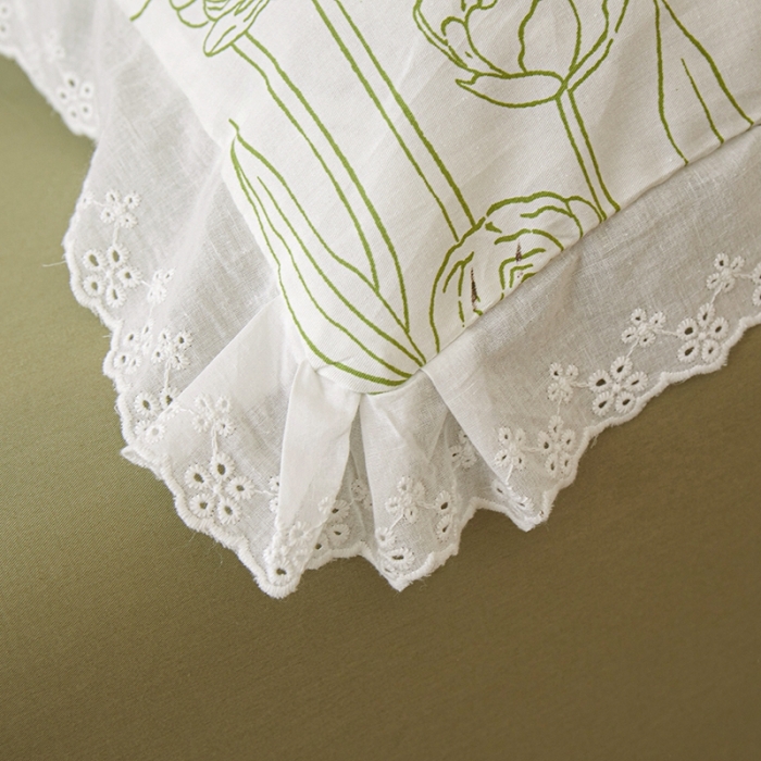 91家纺网 家纺一手货源 找家纺 一米阳光 2023秋季新款纯棉花边款四件套 夏至