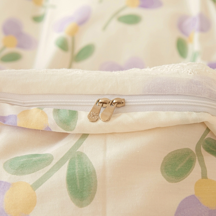 91家纺网 家纺一手货源 找家纺 一米阳光 2023秋季新款纯棉花边款四件套 紫爱