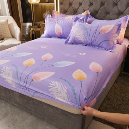 91家纺网 家纺一手货源 找家纺 （总）伊而梦 2023新款全棉磨毛印花四件套系列单品床笠