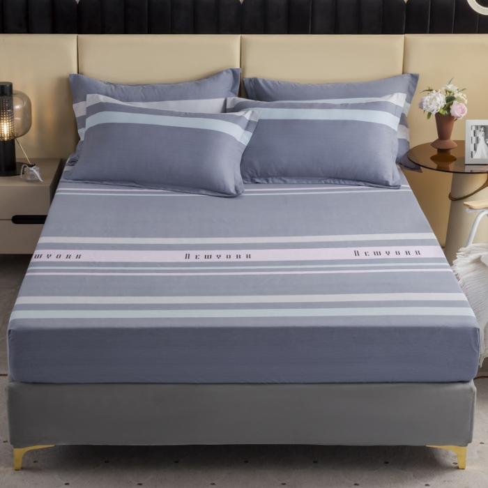 91家纺网 家纺一手货源 找家纺 伊而梦 2023新款全棉磨毛印花四件套系列单品床笠 乔纳森-蓝