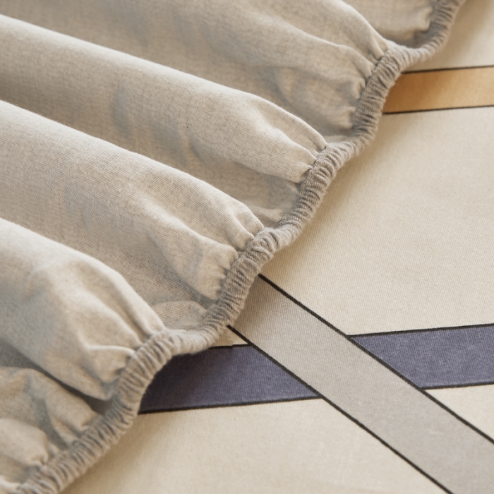 91家纺网 家纺一手货源 找家纺 伊而梦 2023新款全棉磨毛印花四件套系列单品床笠 梦动之城-灰