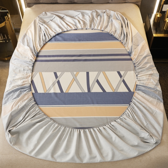 91家纺网 家纺一手货源 找家纺 伊而梦 2023新款全棉磨毛印花四件套系列单品床笠 梦动之城-灰