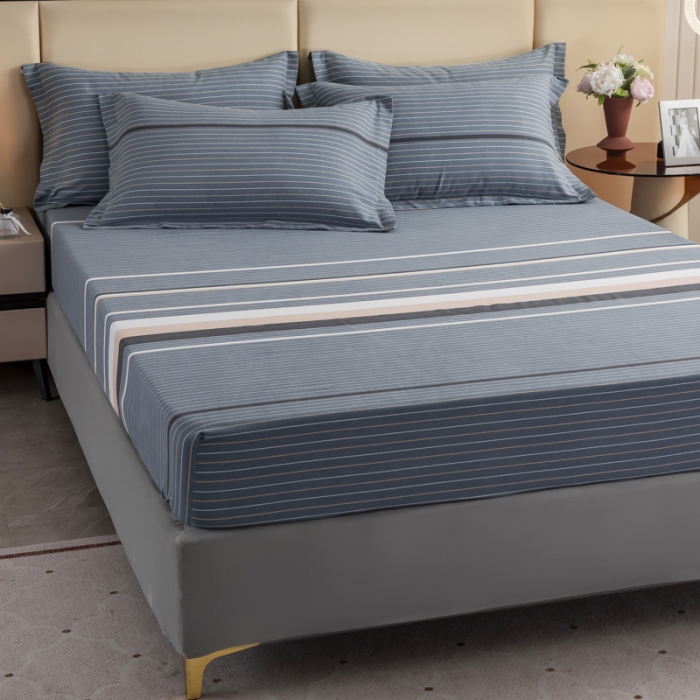 91家纺网 家纺一手货源 找家纺 伊而梦 2023新款全棉磨毛印花四件套系列单品床笠 安东尼-绿