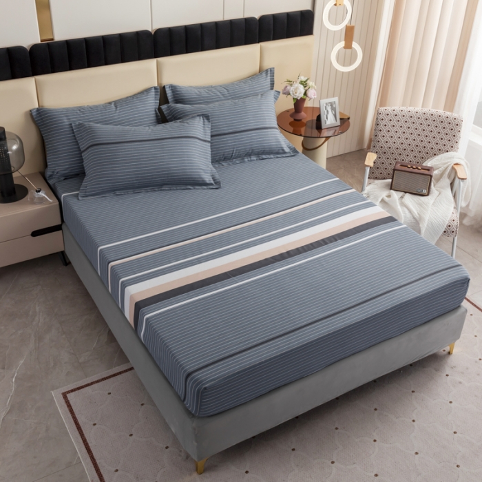 91家纺网 家纺一手货源 找家纺 伊而梦 2023新款全棉磨毛印花四件套系列单品床笠 安东尼-绿