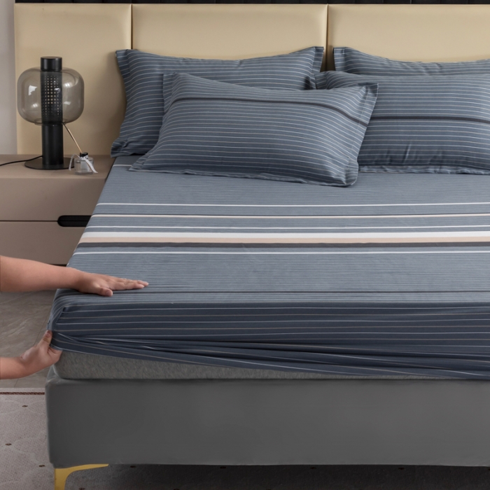 91家纺网 家纺一手货源 找家纺 伊而梦 2023新款全棉磨毛印花四件套系列单品床笠 安东尼-绿