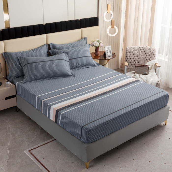 91家纺网 家纺一手货源 找家纺 伊而梦 2023新款全棉磨毛印花四件套系列单品床笠 安东尼-绿