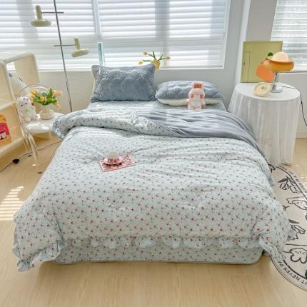 91家纺网 家纺一手货源 找家纺 （总）子钦家纺 2023新款特色牛奶绒床盖床单花边一体冬被四件套