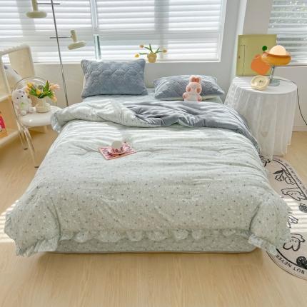 91家纺网 家纺一手货源 找家纺 （总）子钦家纺 2023新款特色牛奶绒床盖床单花边一体冬被四件套