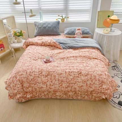 91家纺网 家纺一手货源 找家纺 （总）子钦家纺 2023新款特色牛奶绒床盖床单花边一体冬被四件套