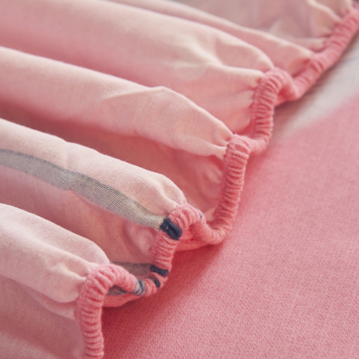 91家纺网 家纺一手货源 找家纺 伊而梦 2023新款全棉磨毛印花四件套系列单品床笠 香兰草-粉