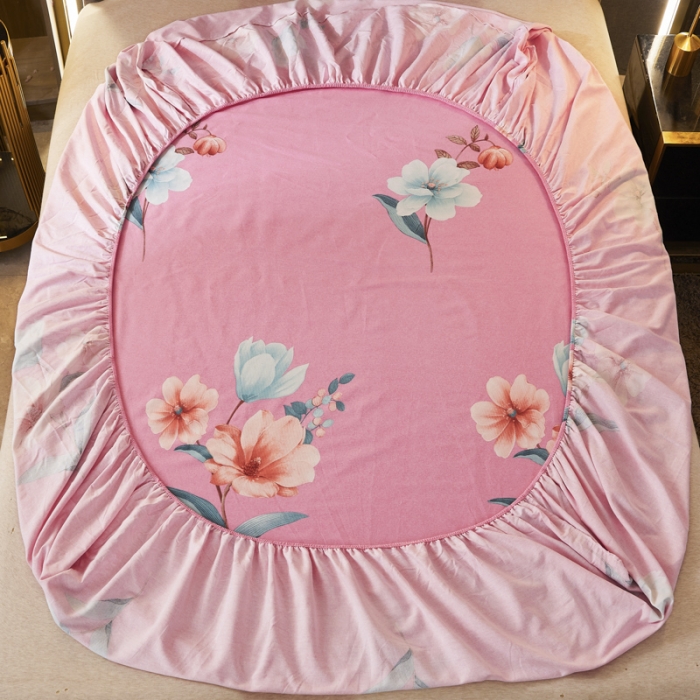 91家纺网 家纺一手货源 找家纺 伊而梦 2023新款全棉磨毛印花四件套系列单品床笠 美丽坊-粉