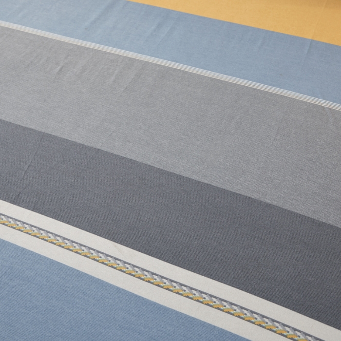 91家纺网 家纺一手货源 找家纺 伊而梦 2023新款全棉磨毛印花四件套系列单品床笠 欧式条纹-蓝