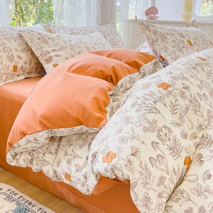 91家纺网 家纺一手货源 找家纺 （总）伊而梦 2023新款小清新全棉磨毛印花四件套系列单品被套