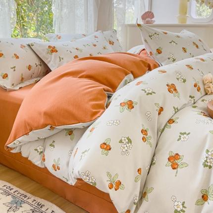 91家纺网 家纺一手货源 找家纺 （总）伊而梦 2023新款小清新全棉磨毛印花四件套系列单品被套