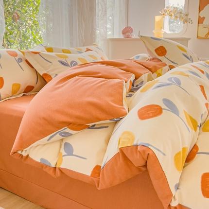 91家纺网 家纺一手货源 找家纺 （总）伊而梦 2023新款小清新全棉磨毛印花四件套系列单品被套