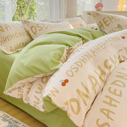 伊而梦 2023新款小清新全棉磨毛印花四件套系列单品被套 可爱恐龙