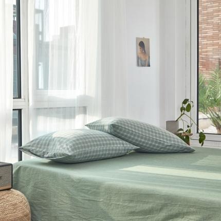 91家纺网 家纺一手货源 找家纺 （总）2024新款全棉色织水洗棉枕套纯棉单枕套宿舍学生简约格子