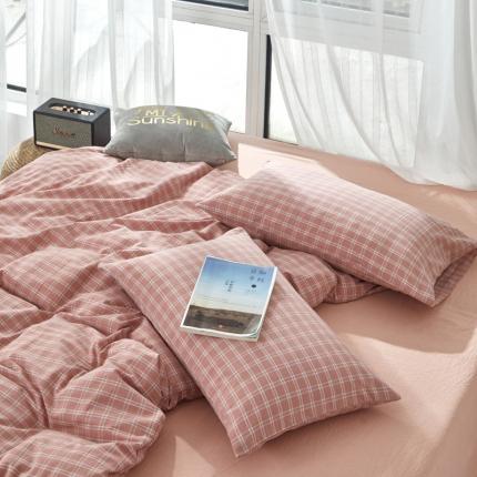 91家纺网 家纺一手货源 找家纺 （总）2024新款全棉色织水洗棉枕套纯棉单枕套宿舍学生简约格子