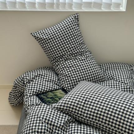 91家纺网 家纺一手货源 找家纺 （总）2024新款全棉色织水洗棉枕套纯棉单枕套宿舍学生简约格子