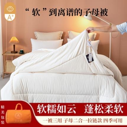 瑜珠 2025超柔云感拉链二合一大豆被子母被冬被春秋被本白