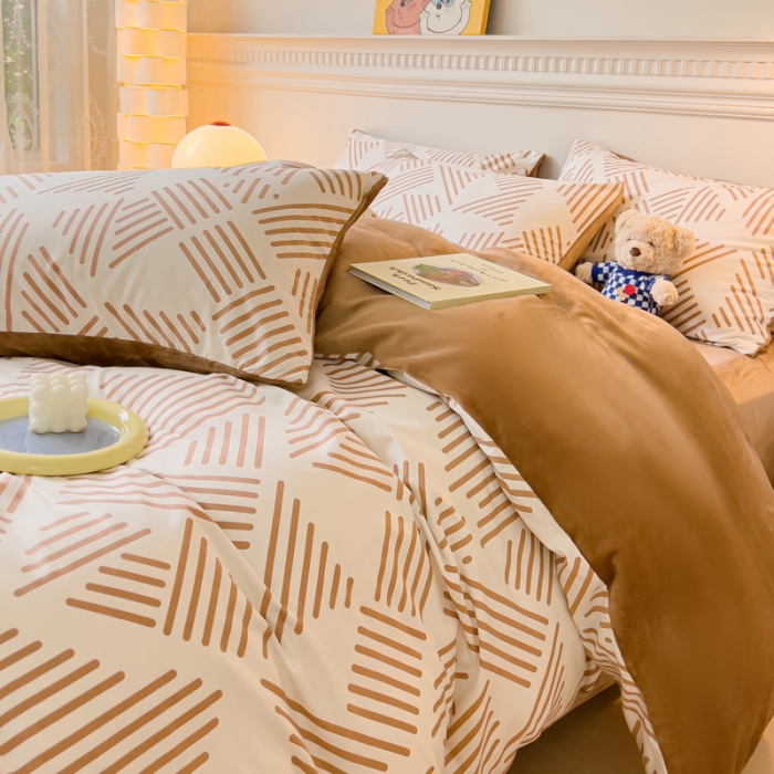 91家纺网 家纺一手货源 找家纺 （总）金鑫汇 2023新款A版面料+B版高克重牛奶绒四件套