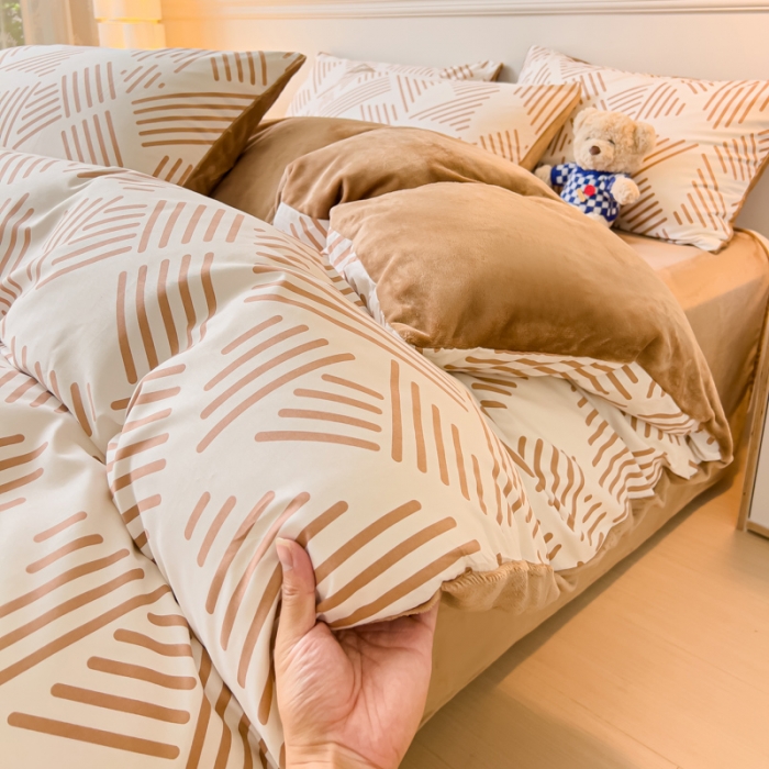 91家纺网 家纺一手货源 找家纺 （总）金鑫汇 2023新款A版面料+B版高克重牛奶绒四件套