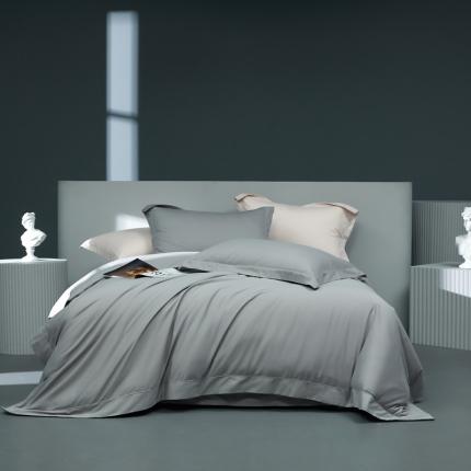 91家纺网 家纺一手货源 找家纺 莱阁亿 2023新款埋绳款纯色四件套 灰色