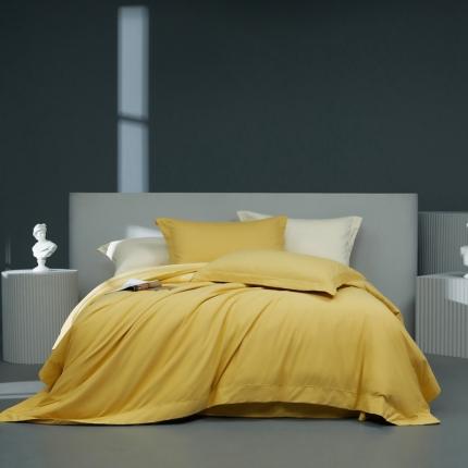 91家纺网 家纺一手货源 找家纺 莱阁亿 2023新款埋绳款纯色四件套 黄色